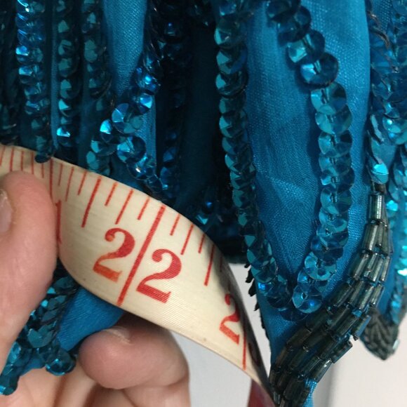 Lawrence Kazar Aqua Sequin Dress - Dinner Wedding 44 Bust Size Large Sw1 - Picture 4 of 4